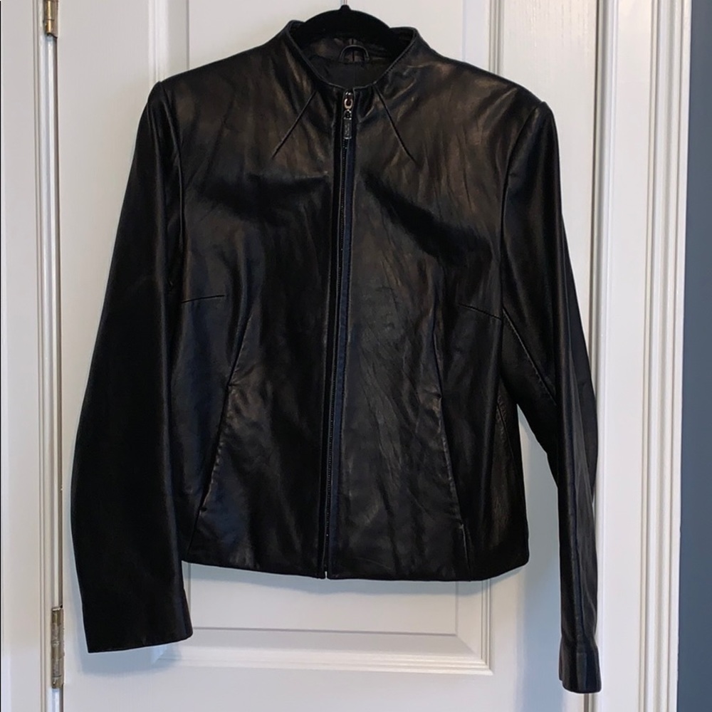 Black leather jacket, size M
